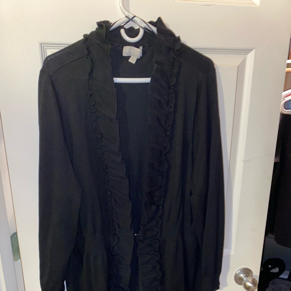Black ruffle sweater cardigan